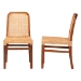 bali & pari Caspia Mid-Century Modern Walnut Brown Mahogany Wood and Natural Rattan 2-Piece Dining Chair Set - BSOCaspia-Teak-DC