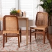bali & pari Caspia Mid-Century Modern Walnut Brown Mahogany Wood and Natural Rattan 2-Piece Dining Chair Set - BSOCaspia-Teak-DC
