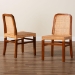 bali & pari Caspia Mid-Century Modern Walnut Brown Mahogany Wood and Natural Rattan 2-Piece Dining Chair Set - BSOCaspia-Teak-DC