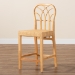 bali & pari Monaco Modern Bohemian Natural Rattan and Mahogany Wood Counter Stool - BSOMonaco-Rattan-CC