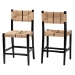 bali & pari Prita Bohemian Paper Loom and Black Mahogany Wood 2-Piece Counter Stool Set - BSOCC-01-Wood/Black-CS