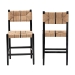 bali & pari Prita Bohemian Paper Loom and Black Mahogany Wood 2-Piece Counter Stool Set - BSOCC-01-Wood/Black-CS