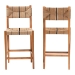 bali & pari Prita Bohemian Paper Loom and Natural Mahogany Wood 2-Piece Bar Stool Set - BSOBC-02-Parekesit-Wood/Brown-BS