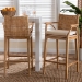 bali & pari Storsel Bohemian Natural Rattan and Teak Wood 2-Piece Bar Stool Set - BSOSTORSEL-Natural Rattan/Teak Wood-BS