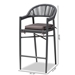Baxton Studio Wendell Modern and Contemporary Grey Finished Rope and Metal Outdoor Bar Stool - BSOWA-6872H-Grey-BS