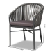 Baxton Studio Marcus Modern and Contemporary Grey Finished Rope and Metal Outdoor Dining Chair - BSOWA-5144-Grey-DC