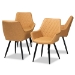 Baxton Studio Astrid Mid-Century Contemporary Tan Faux Leather Upholstered and Black Metal 4-Piece Dining Chair Set