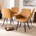 Baxton Studio Astrid Mid-Century Contemporary Tan Faux Leather Upholstered and Black Metal 4-Piece Dining Chair Set - BSO19A09-Tan/Black-DC