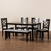 Baxton Studio Gabriel Modern and Contemporary Grey Fabric Upholstered and Dark Brown Finished Wood 6-Piece Dining Set - BSORH335C-Grey/Dark Brown-6PC Dining Set