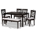 Baxton Studio Gabriel Modern and Contemporary Grey Fabric Upholstered and Dark Brown Finished Wood 6-Piece Dining Set - BSORH335C-Grey/Dark Brown-6PC Dining Set