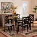 Baxton Studio Henry Modern and Contemporary Grey Fabric Upholstered and Dark Brown Finished Wood 5-Piece Dining Set - BSORH335C-Grey/Dark Brown-5PC Dining Set