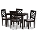 Baxton Studio Henry Modern and Contemporary Grey Fabric Upholstered and Dark Brown Finished Wood 5-Piece Dining Set - BSORH335C-Grey/Dark Brown-5PC Dining Set