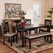Baxton Studio Gabriel Modern and Contemporary Sand Fabric Upholstered and Dark Brown Finished Wood 6-Piece Dining Set - BSORH335C-Sand/Dark Brown-6PC Dining Set