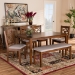 Baxton Studio Gabriel Modern and Contemporary Grey Fabric Upholstered and Walnut Brown Finished Wood 6-Piece Dining Set - BSORH335C-Grey/Walnut-6PC Dining Set