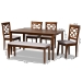 Baxton Studio Gabriel Modern and Contemporary Grey Fabric Upholstered and Walnut Brown Finished Wood 6-Piece Dining Set - BSORH335C-Grey/Walnut-6PC Dining Set
