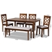 Baxton Studio Gabriel Modern and Contemporary Grey Fabric Upholstered and Walnut Brown Finished Wood 6-Piece Dining Set - BSORH335C-Grey/Walnut-6PC Dining Set