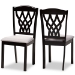 Baxton Studio Delilah Modern and Contemporary Grey Fabric Upholstered and Dark Brown Finished Wood 2-Piece Dining Chair Set