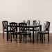 Baxton Studio Salem Modern and Contemporary Grey Fabric Upholstered and Dark Brown Finished Wood 7-Piece Dining Set - BSORH1017C-Grey/Dark Brown-7PC Dining Set