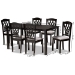Baxton Studio Salem Modern and Contemporary Grey Fabric Upholstered and Dark Brown Finished Wood 7-Piece Dining Set - BSORH1017C-Grey/Dark Brown-7PC Dining Set