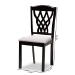 Baxton Studio Delilah Modern and Contemporary Grey Fabric Upholstered and Dark Brown Finished Wood 2-Piece Dining Chair Set - BSORH1017C-Grey/Dark Brown-DC-2PK