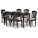 Baxton Studio Salem Modern and Contemporary Sand Fabric Upholstered and Dark Brown Finished Wood 7-Piece Dining Set - BSORH1017C-Sand/Dark Brown-7PC Dining Set