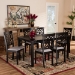 Baxton Studio Dallas Modern and Contemporary Grey Fabric Upholstered and Dark Brown Finished Wood 7-Piece Dining Set - BSORH1019C-Grey/Dark Brown-7PC Dining Set