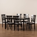 Baxton Studio Dallas Modern and Contemporary Grey Fabric Upholstered and Dark Brown Finished Wood 7-Piece Dining Set - BSORH1019C-Grey/Dark Brown-7PC Dining Set