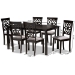 Baxton Studio Dallas Modern and Contemporary Grey Fabric Upholstered and Dark Brown Finished Wood 7-Piece Dining Set - BSORH1019C-Grey/Dark Brown-7PC Dining Set