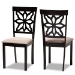 Baxton Studio Samwell Modern and Contemporary Sand Fabric Upholstered and Dark Brown Finished Wood 2-Piece Dining Chair Set