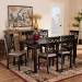 Baxton Studio Dallas Modern and Contemporary Sand Fabric Upholstered and Dark Brown Finished Wood 7-Piece Dining Set - BSORH1019C-Sand/Dark Brown-7PC Dining Set