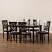 Baxton Studio Dallas Modern and Contemporary Sand Fabric Upholstered and Dark Brown Finished Wood 7-Piece Dining Set - BSORH1019C-Sand/Dark Brown-7PC Dining Set
