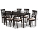 Baxton Studio Dallas Modern and Contemporary Sand Fabric Upholstered and Dark Brown Finished Wood 7-Piece Dining Set - BSORH1019C-Sand/Dark Brown-7PC Dining Set