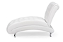 Baxton Studio Pease Contemporary White Faux Leather Upholstered Crystal Button Tufted Chaise Lounge - BSOBBT5187-White-Chaise