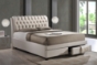 Baxton Studio Ainge Contemporary Button-Tufted Light Beige Fabric Upholstered Storage King-Size  Bed with 2-drawer - BSOBBT6423-Light Beige-King