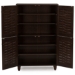 Baxton Studio Winda Modern and Contemporary 4-Door Dark Brown Wooden Entryway Shoes Storage Cabinet - BSOSC864574 B-Wenge