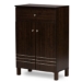 Baxton Studio Felda Dark Brown Modern Shoe Cabinet with 2 Doors and Drawer - BSOSC864598-Wenge