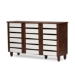 Baxton Studio Gisela Oak and White 2-tone Shoe Cabinet With 3 Doors - BSOSC865513-Dirty Oak