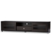 Baxton Studio Beasley 70-Inch Dark Brown TV Cabinet with 2 Sliding Doors and Drawer - BSOTV834180-Wenge