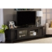 Baxton Studio Viveka 70-Inch Greyish Dark Brown Wood TV Cabinet with 2 Glass Doors and 2 Doors - BSOTV838076-Embosse