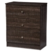 Baxton Studio Decon Modern and Contemporary Espresso Brown Wood 3-Drawer Storage Chest - BSOB06-Brown