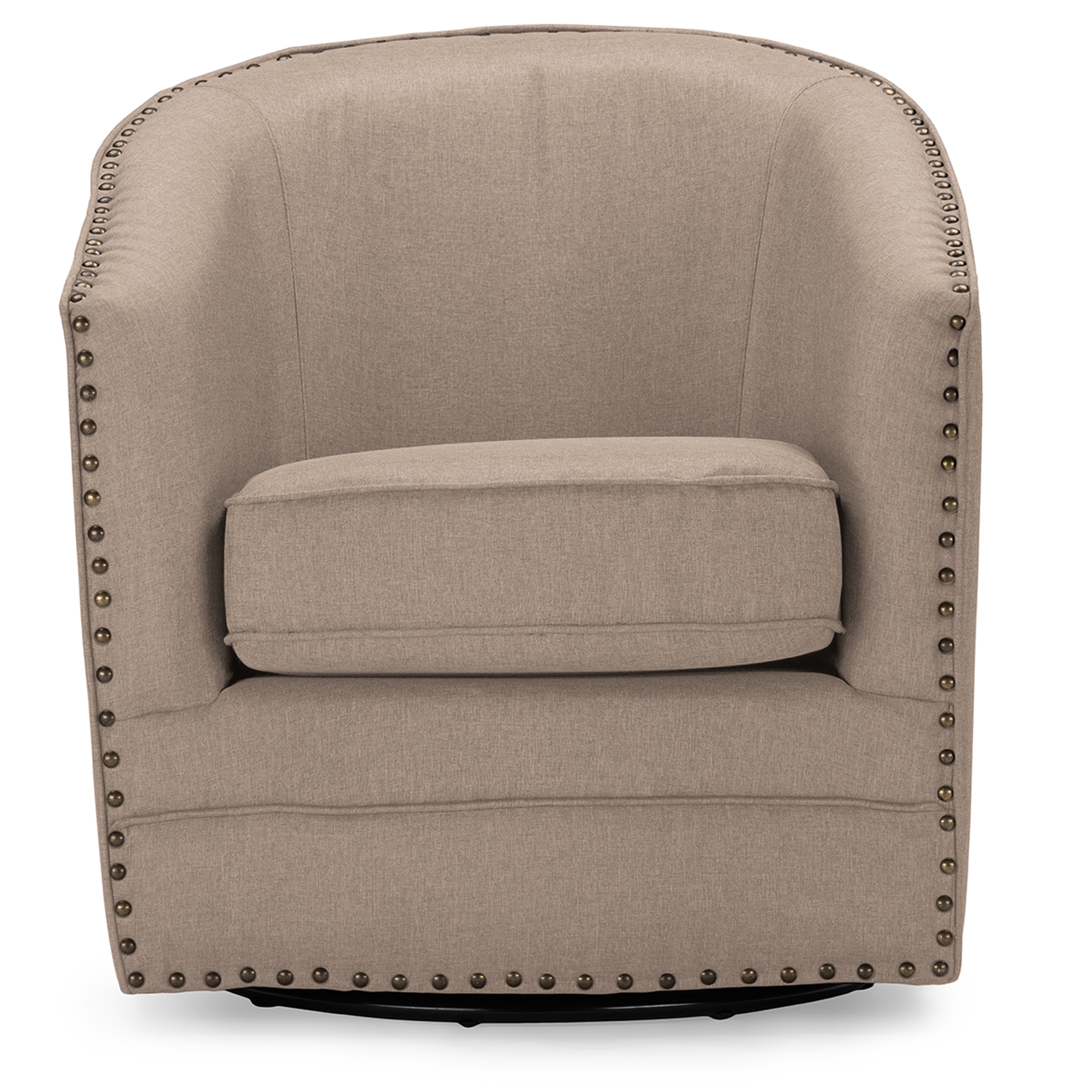 Baxton Studio Porter Modern and Contemporary Classic Retro Beige Fabric Upholstered Swivel Tub Chair