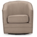 Baxton Studio Porter Modern and Contemporary Classic Retro Beige Fabric Upholstered Swivel Tub Chair