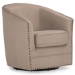 Baxton Studio Porter Modern and Contemporary Classic Retro Beige Fabric Upholstered Swivel Tub Chair - BSODB-182-beige