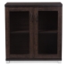 Baxton Studio Zentra Modern and Contemporary Dark Brown Sideboard Storage Cabinet with Glass Doors
