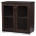 Baxton Studio Zentra Modern and Contemporary Dark Brown Sideboard Storage Cabinet with Glass Doors - BSOSR 890001-Wenge