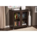 Baxton Studio Zentra Modern and Contemporary Dark Brown Sideboard Storage Cabinet with Glass Doors - BSOSR 890001-Wenge