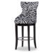 Baxton Studio Peace Modern and Contemporary Zebra-print Patterned Fabric Upholstered Bar Stool with Metal Footrest