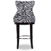 Baxton Studio Peace Modern and Contemporary Zebra-print Patterned Fabric Upholstered Bar Stool with Metal Footrest - BSOWS-2075-Zebra