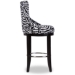 Baxton Studio Peace Modern and Contemporary Zebra-print Patterned Fabric Upholstered Bar Stool with Metal Footrest - BSOWS-2075-Zebra