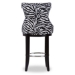 Baxton Studio Peace Modern and Contemporary Zebra-print Patterned Fabric Upholstered Bar Stool with Metal Footrest - BSOWS-2075-Zebra